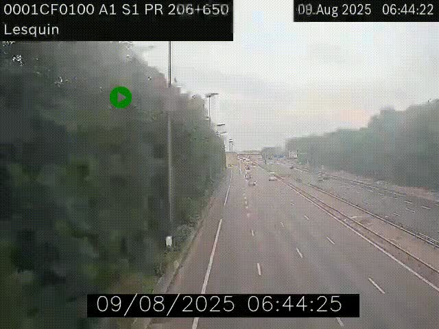 Webcam autoroute A1 à hauteur de Lesquin. Vue orientée vers Lille
