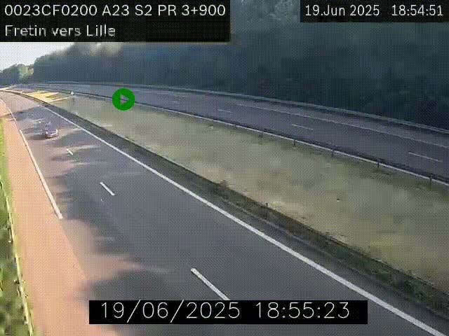 Webcam autoroute A23 à hauteur de Fretin. Vue orientée vers Lille