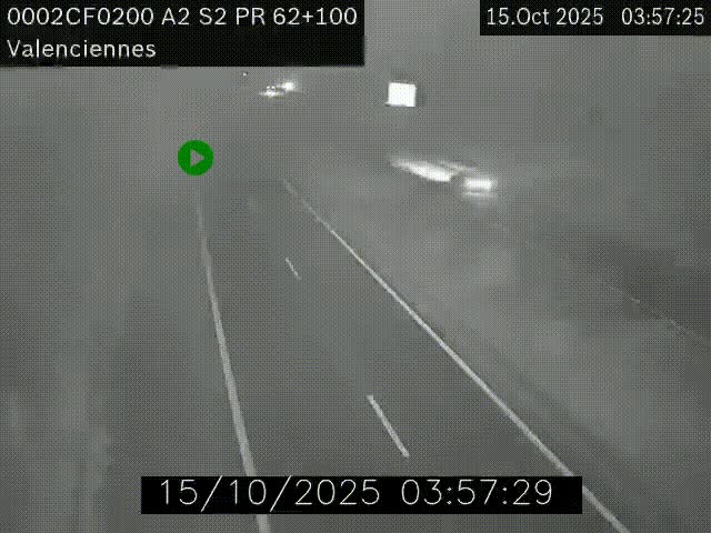 Webcam autoroute A2 à Valenciennes. Vue orientée vers Maubeuge et Mons (Belgique)