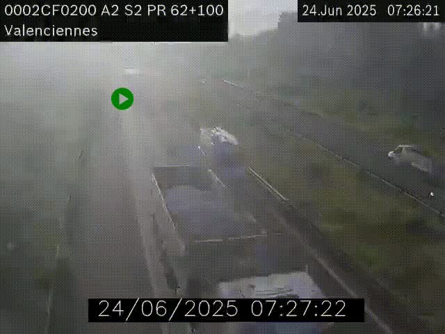 Webcam autoroute A2 à Valenciennes. Vue orientée vers Maubeuge et Mons (Belgique)