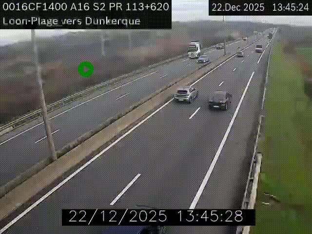 Webcam autoroute A16 à hauteur de Loon-Plage. Vue orientée vers Dunkerque et la Belgique.