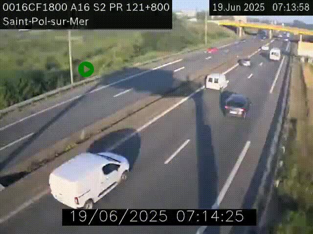 Webcam autoroute A16 à proximité de Dunkerque, à hauteur de la sortie Saint-Pol-sur-Mer. Vue orientée vers Calais