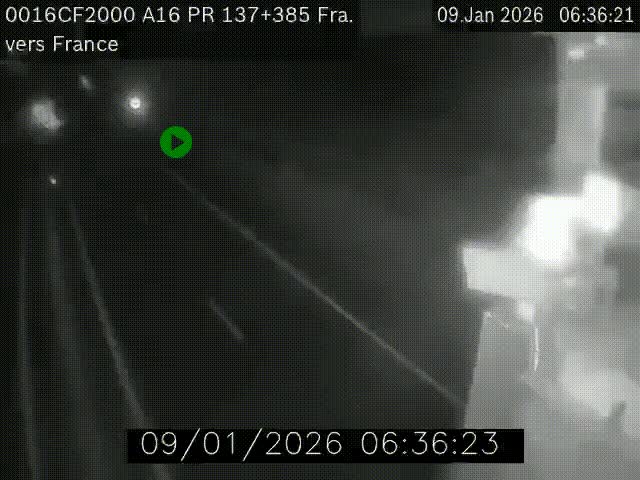 Webcam à la frontière franco-belge au niveau de Bray-Dunes/De-Panne sur l'autoroute A16. Vue orientée vers Calais