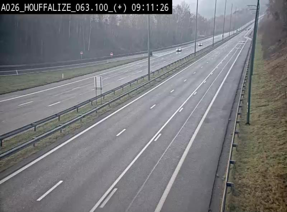 Webcam autoroute des Ardennes (E25/A26) à hauteur d'Houffalize. Vue orientée vers Baraque de Fraiture