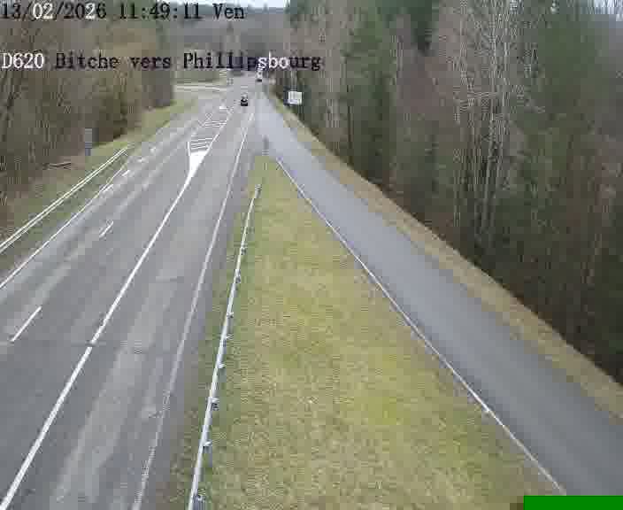 Webcam sur la D620, sur le contournement de Bitche. Vue orientée vers Philippsbourg