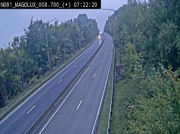 Webcam sur la N81 (E411) à hauteur de la jonction avec la N883. Vue orientée vers Longwy