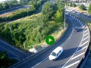 Caméra autoroute à la jonction entre l'A7 et la D301 (Boulevard urbain Sud de Lyon) à Feyzin, au sud de Lyon. Vue orientée vers Mions