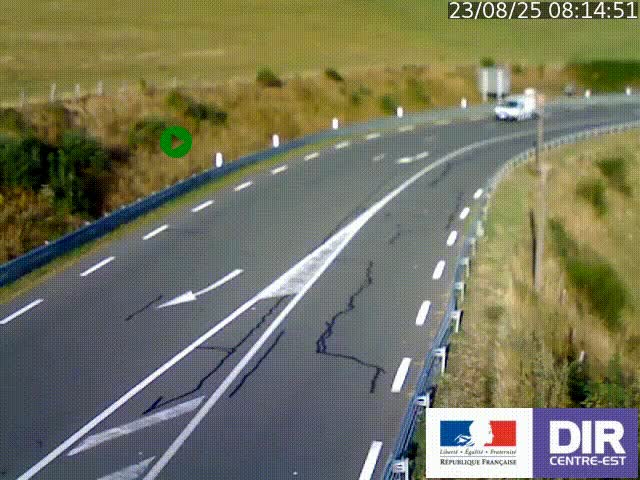 Webcam sur le col Pin Bouchain, vue orientée vers Roanne, en provenance de Lyon sur la nationale 7 (N7)