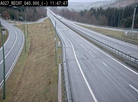 Webcam A27/E42 à hauteur de la sortie 13 Recht à proximité de Malmedy. Vue orientée vers Malmedy et Liège