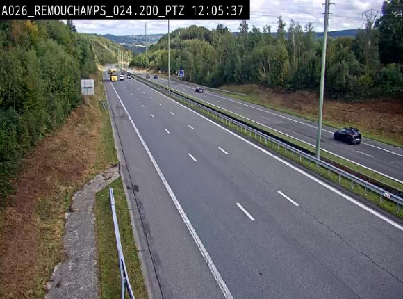 Webcam E25/A26 à Aywalle, à hauteur de Spa. Vue orientée vers Liège