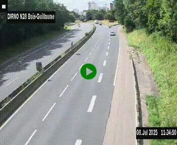 Webcam routière à hauteur de Bois-Guillaume en périphérie de Rouen. Vue orientée vers Rouen