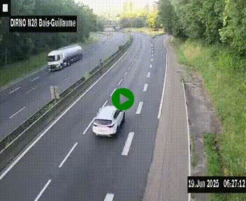 Webcam routière à hauteur de Bois-Guillaume en périphérie de Rouen. Vue orientée vers Rouen