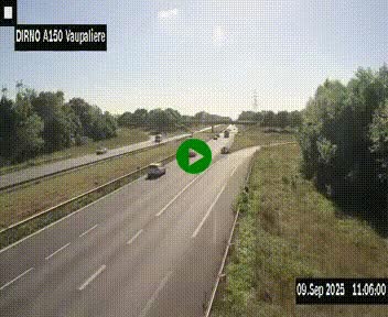 Webcam autoroute A150 à hauteur de La Vaupalière en périphérie de Rouen. Vue orientée vers Rouen