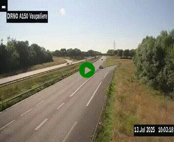 Webcam autoroute A150 à hauteur de La Vaupalière en périphérie de Rouen. Vue orientée vers Rouen