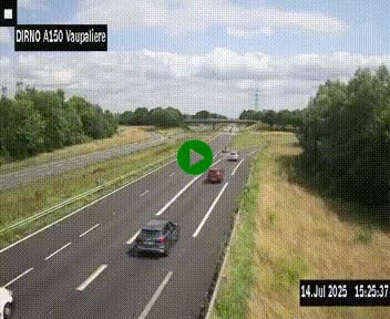 Webcam autoroute A150 à hauteur de La Vaupalière en périphérie de Rouen. Vue orientée vers Rouen