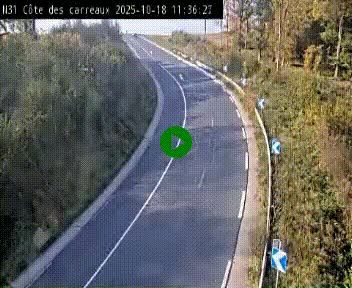 Webcam en haut de la Côte des Carreaux sur la N31 à Avesnes-en-Bray. Vue orientée vers Rouen