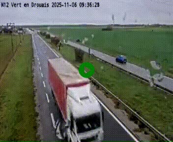 Webcam à hauteur de Vert-en-Drouais sur la N12, en périphérie de Dreux. Vue orientée vers Alençon