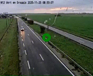 Webcam à hauteur de Vert-en-Drouais sur la N12, en périphérie de Dreux. Vue orientée vers Alençon