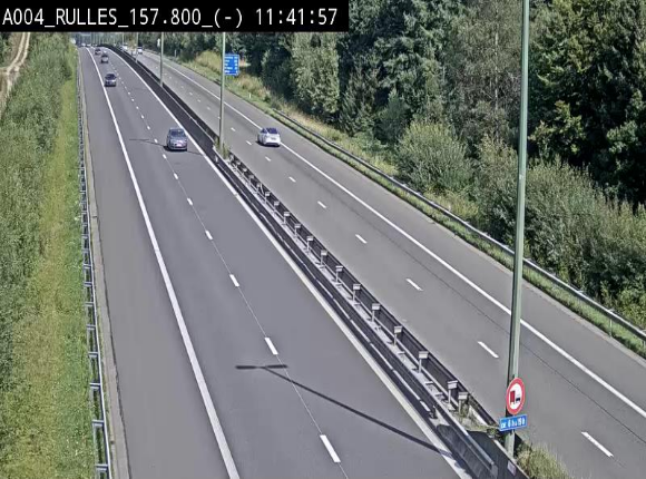 Webcam à Marbehan sur l'E411 à hauteur de la sortie 28a Rulles. Vue orientée vers Bruxelles