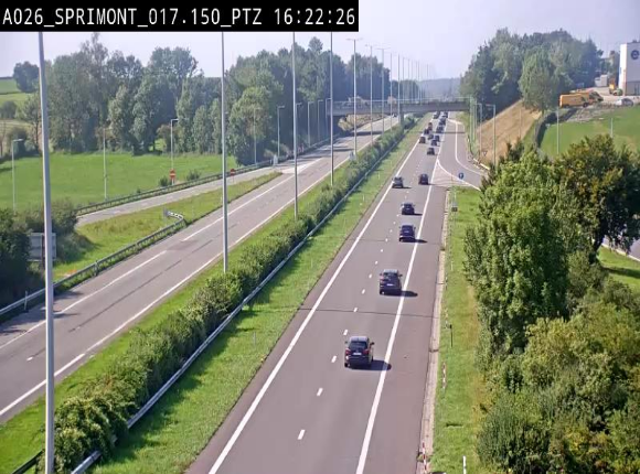 Webcam A26 (E25) à Sprimont, sur l'autoroute entre Liège et Arlon. Vue orientée vers le Luxembourg