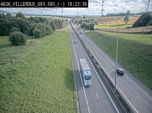 Webcam autoroute A26/E25 à hauteur de Vaux-sur-Sûre, à la jonction avec la N85 en direction de Liège - BK 83.6