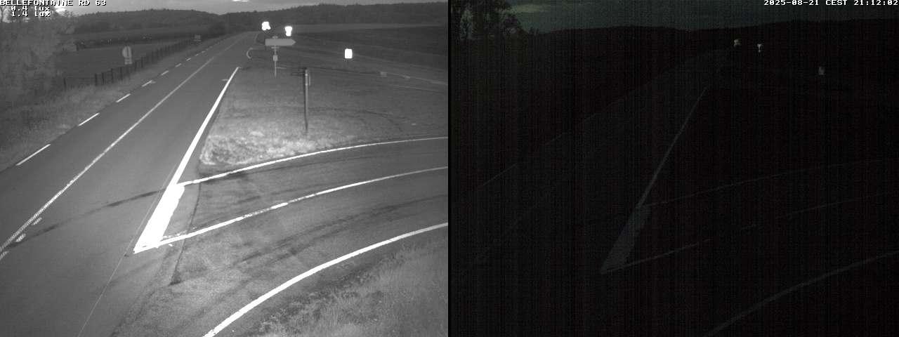 Webcam à Bellefontaine dans les Vosges à 552 mètres d'altitude sur la D63, à la jonction avec la D20A