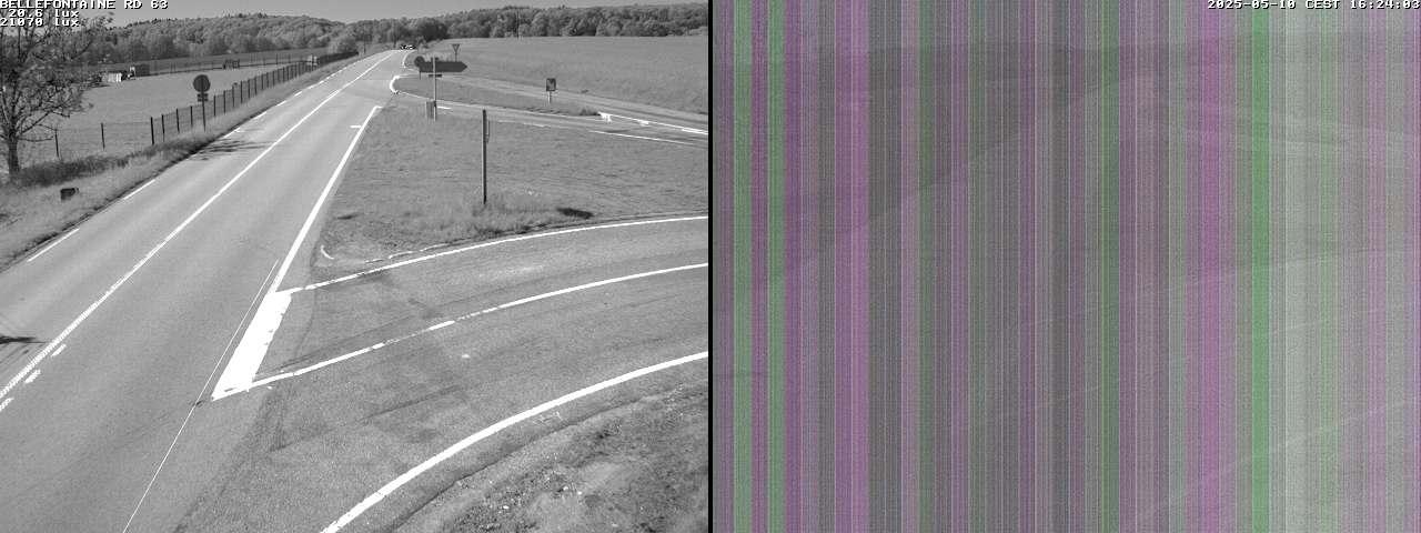 Webcam à Bellefontaine dans les Vosges à 552 mètres d'altitude sur la D63, à la jonction avec la D20A