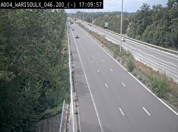 Webcam sur l'E411 à proximité de la jonction avec l'E42 à Warisoulx. Vue orientée vers le nord