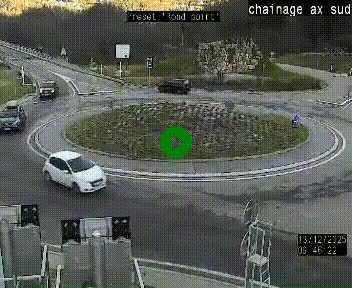 Webcam au nord d'Ax-les-Thermes au niveau de l'aire de chaînage de la N20. Vue orientée vers les Pyrénées, en direction de Pas de la Case