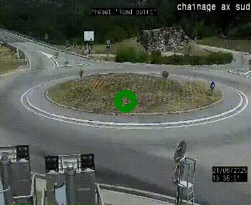 Webcam au nord d'Ax-les-Thermes au niveau de l'aire de chaînage de la N20. Vue orientée vers les Pyrénées, en direction de Pas de la Case