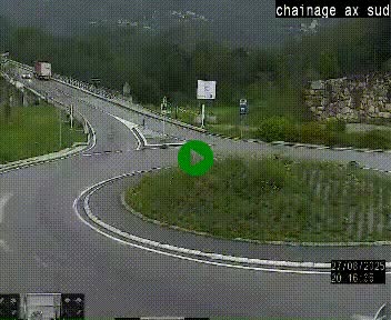Webcam au nord d'Ax-les-Thermes au niveau de l'aire de chaînage de la N20. Vue orientée vers les Pyrénées, en direction de Pas de la Case
