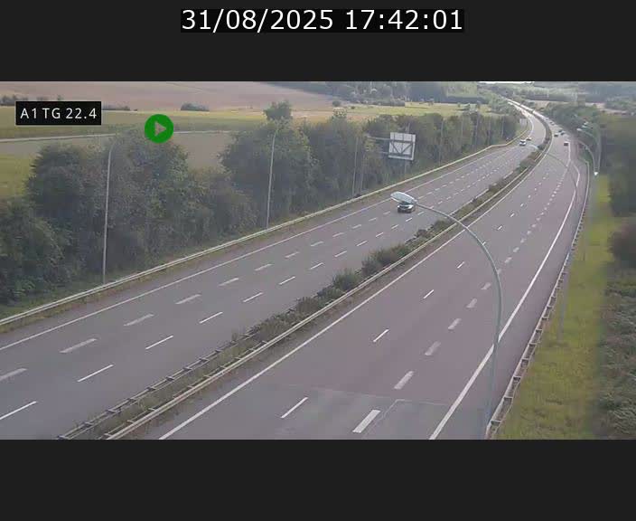 Traffic live webcam Luxembourg Flaxweiler - A1 direction Luxembourg - BK 22.4
