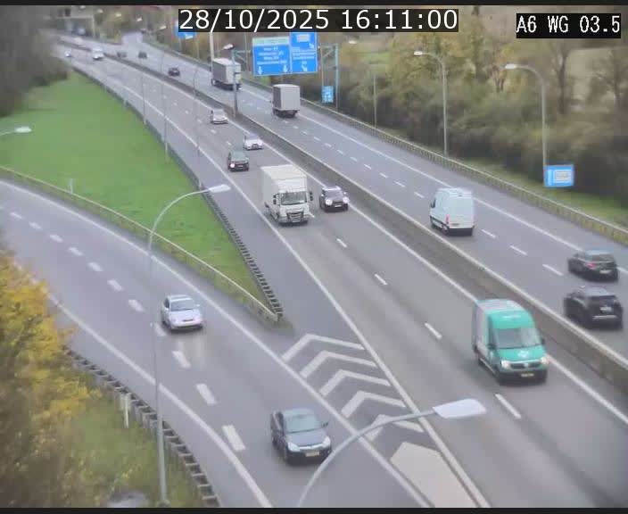 Traffic live webcam Luxembourg - Croix de Cessange - A6 - BK 3.5 - direction France/Allemagne
