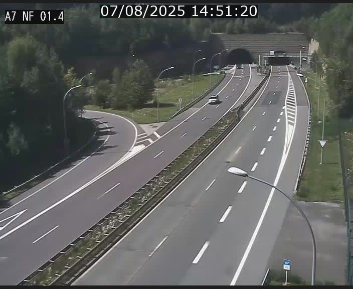 Caméra autoroute Luxembourg A7 - Echangeur Waldhaff - direction Tunnel Stafelter