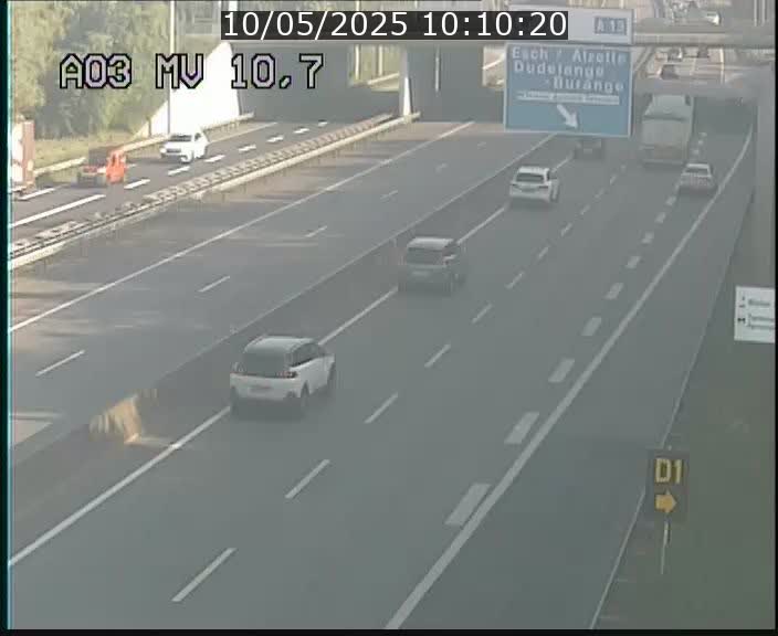 Traffic live webcam Luxembourg Croix de Bettembourg - A3 - BK 10.7 - direction France
