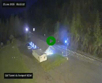 Webcam à l'entrée du tunnel du Somport, côté français, sur la N134, dans les Pyrénées, en direction de l'Espagne, à 1116 mètres d'altitude