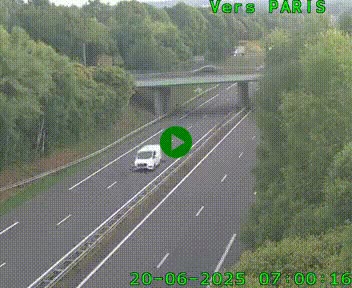 Caméra routière sur l'autoroute A20 au nord de Limoges, à la jonction avec la N520. Vue orientée vers Paris
