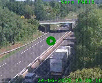 Caméra routière sur l'autoroute A20 au nord de Limoges, à la jonction avec la N520. Vue orientée vers Paris