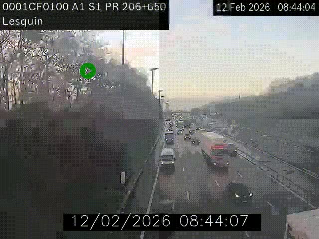 Webcam autoroute A1 à hauteur de Lesquin. Vue orientée vers Lille