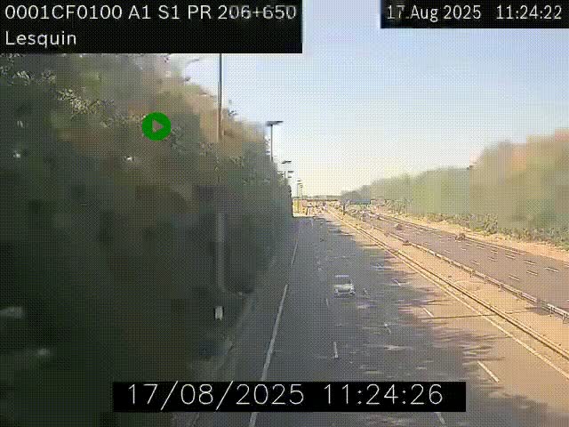 Webcam autoroute A1 à hauteur de Lesquin. Vue orientée vers Lille