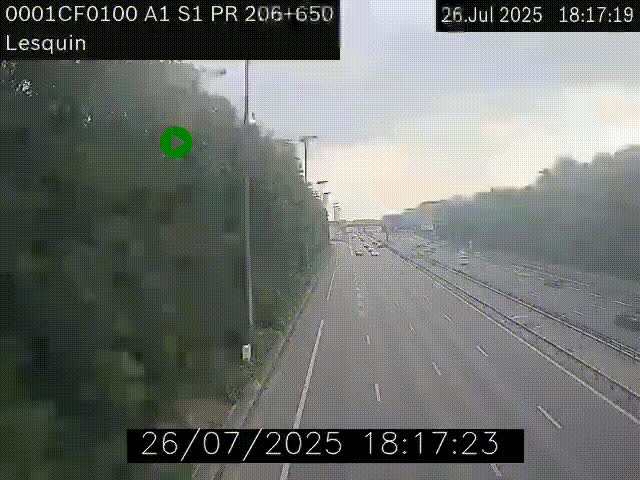 Webcam autoroute A1 à hauteur de Lesquin. Vue orientée vers Lille