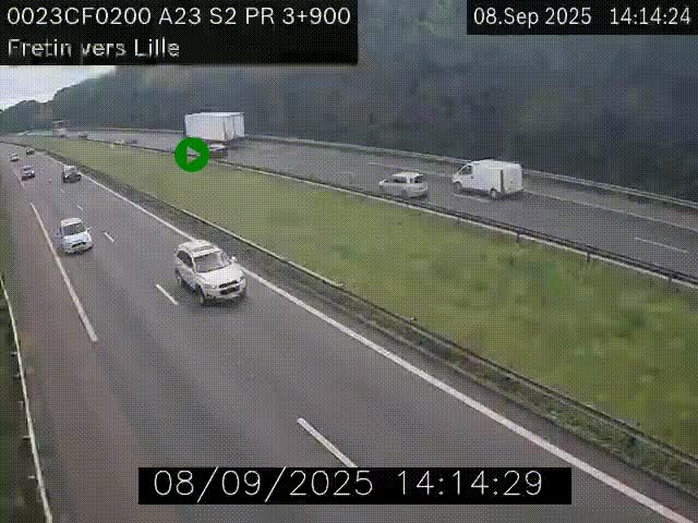 Webcam autoroute A23 à hauteur de Fretin. Vue orientée vers Lille