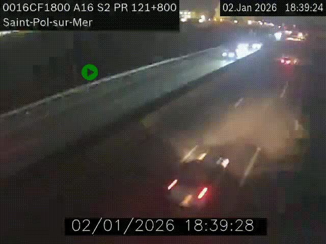 Webcam autoroute A16 à proximité de Dunkerque, à hauteur de la sortie Saint-Pol-sur-Mer. Vue orientée vers Calais