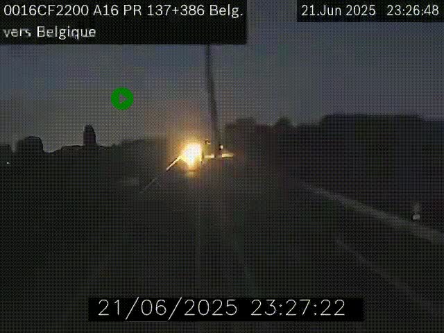 Webcam à la frontière franco-belge au niveau de Bray-Dunes/De-Panne sur l'autoroute A16. Vue orientée vers la Belgique