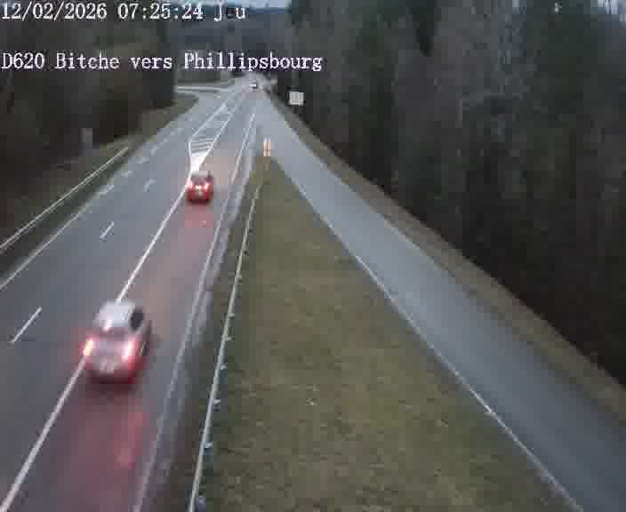 Webcam sur la D620, sur le contournement de Bitche. Vue orientée vers Philippsbourg