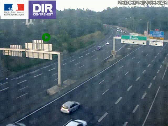 Caméra de circulation routière sur le boulevard périphérique Laurent Bonnevay de Lyon (D383) à hauteur de Bron, avant la jonction avec l'A43. Vue orientée vers l'échangeur