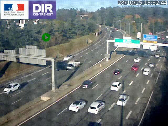 Caméra de circulation routière sur le boulevard périphérique Laurent Bonnevay de Lyon (D383) à hauteur de Bron, avant la jonction avec l'A43. Vue orientée vers l'échangeur