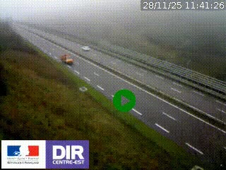 Webcam au niveau du col de Bois Clair à hauteur de Cluny sur la N79. Vue orientée vers Mâcon