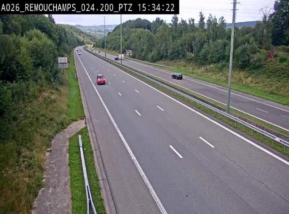 Webcam E25/A26 à Aywalle, à hauteur de Spa. Vue orientée vers Liège
