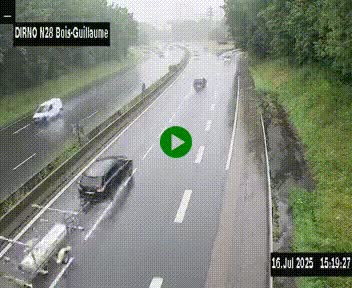 Webcam routière à hauteur de Bois-Guillaume en périphérie de Rouen. Vue orientée vers Rouen